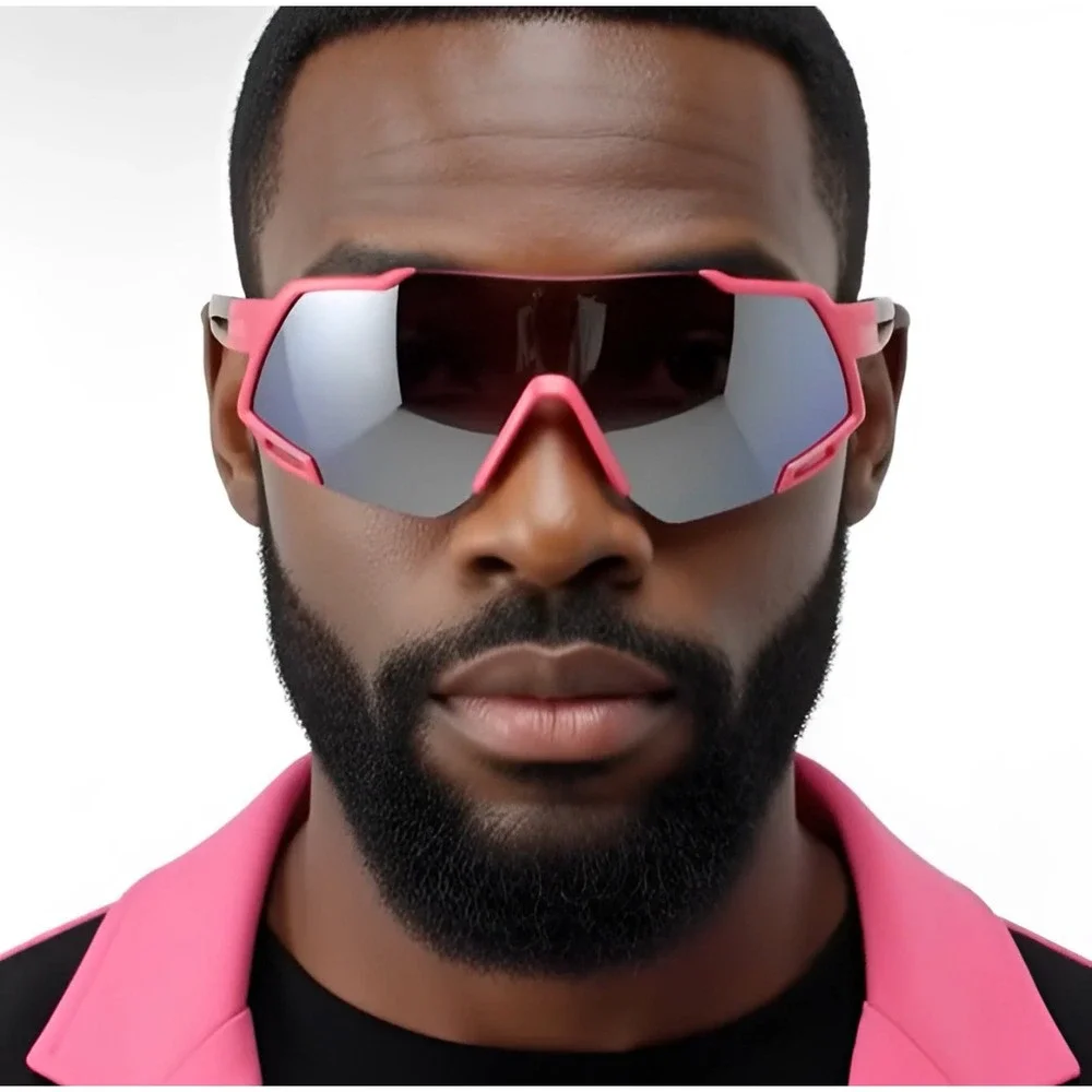 Sports Sunglasses Pink Mirror‎ Lens Outdoor Driving Golfing Single Lens Style